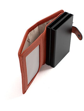 Boîtier portecartes 1 volet Stop RFID Cuir CONFORT