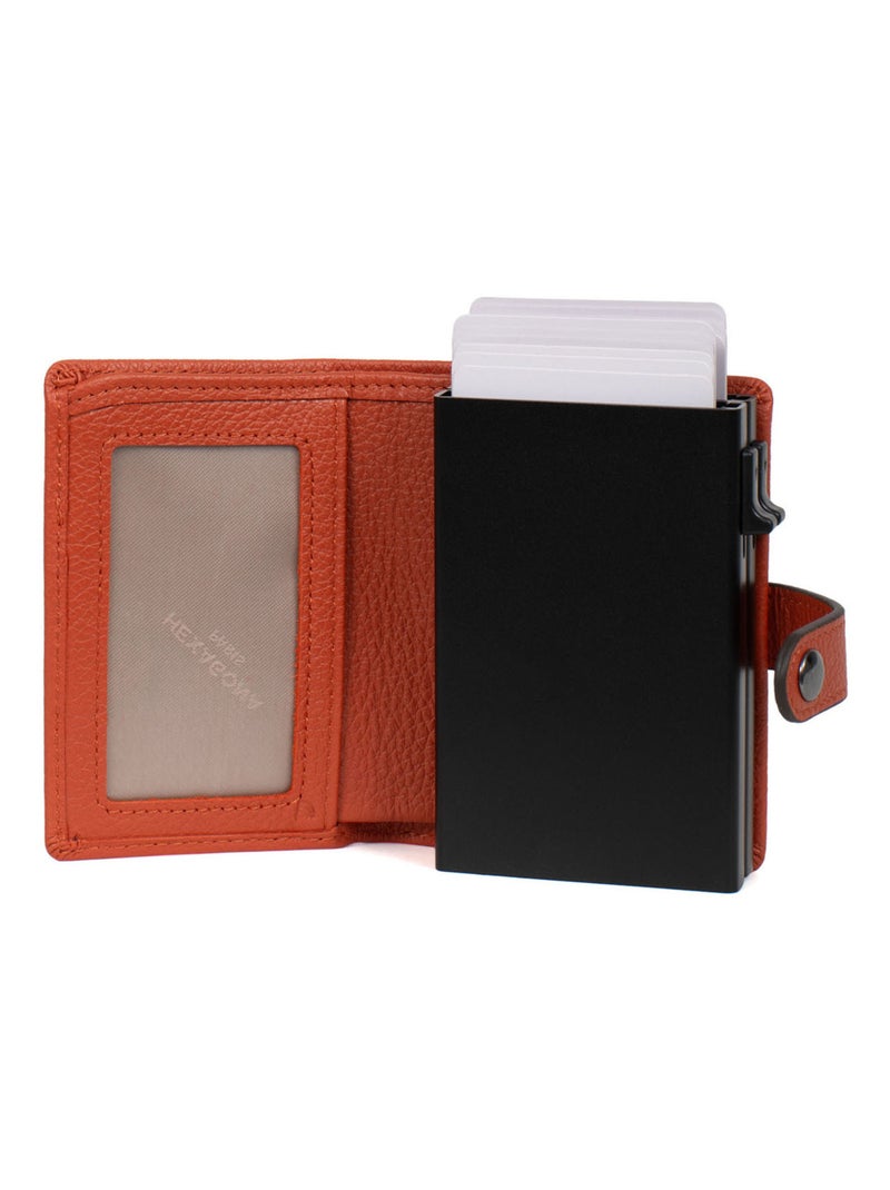 Boîtier portecartes  1 volet  Stop RFID  Cuir CONFORT Orange - Kiabi