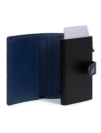 Boîtier portecartes 2 volets Stop RFID Cuir CONFORT