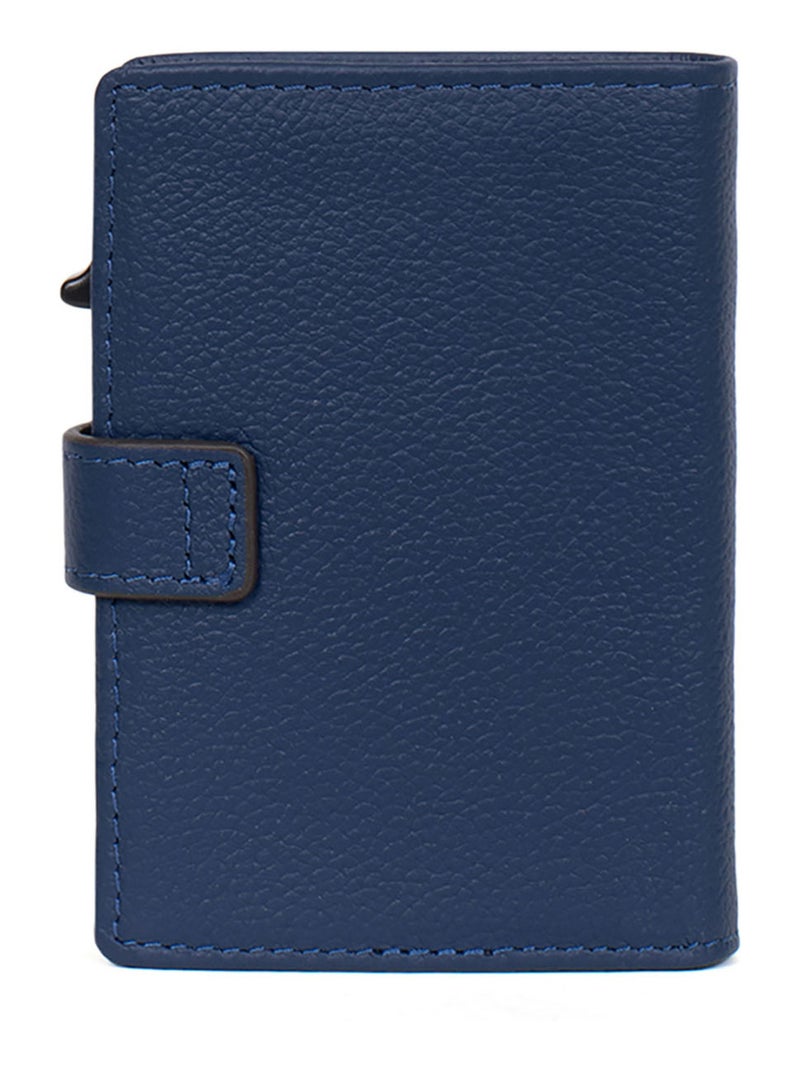 Boîtier portecartes  2 volets  Stop RFID  Cuir CONFORT Bleu - Kiabi