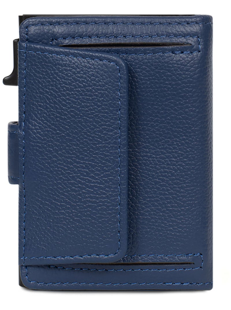 Boîtier portecartes  2 volets  Stop RFID  Cuir CONFORT Bleu - Kiabi