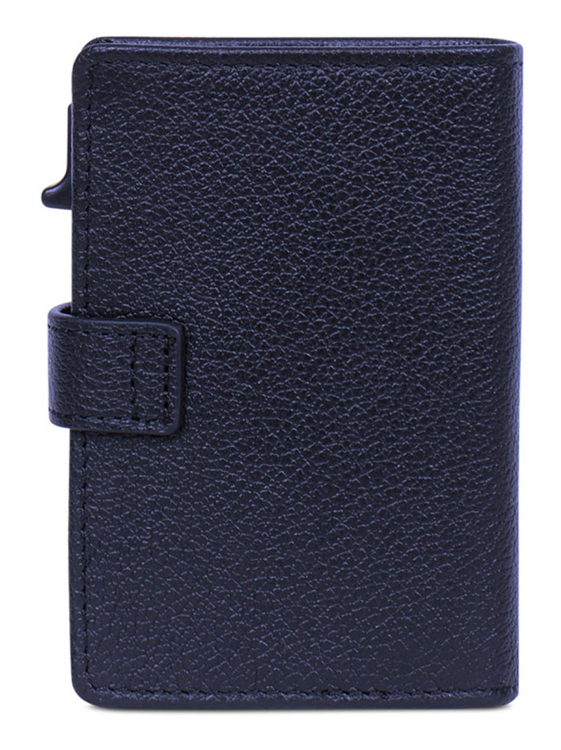 Boîtier portecartes  2 volets  Stop RFID  Cuir CONFORT Bleu marine - Kiabi