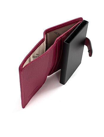 Boîtier portecartes 2 volets stop rfid cuir confort hexagona