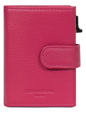 Boîtier portecartes 2 volets stop rfid cuir confort hexagona