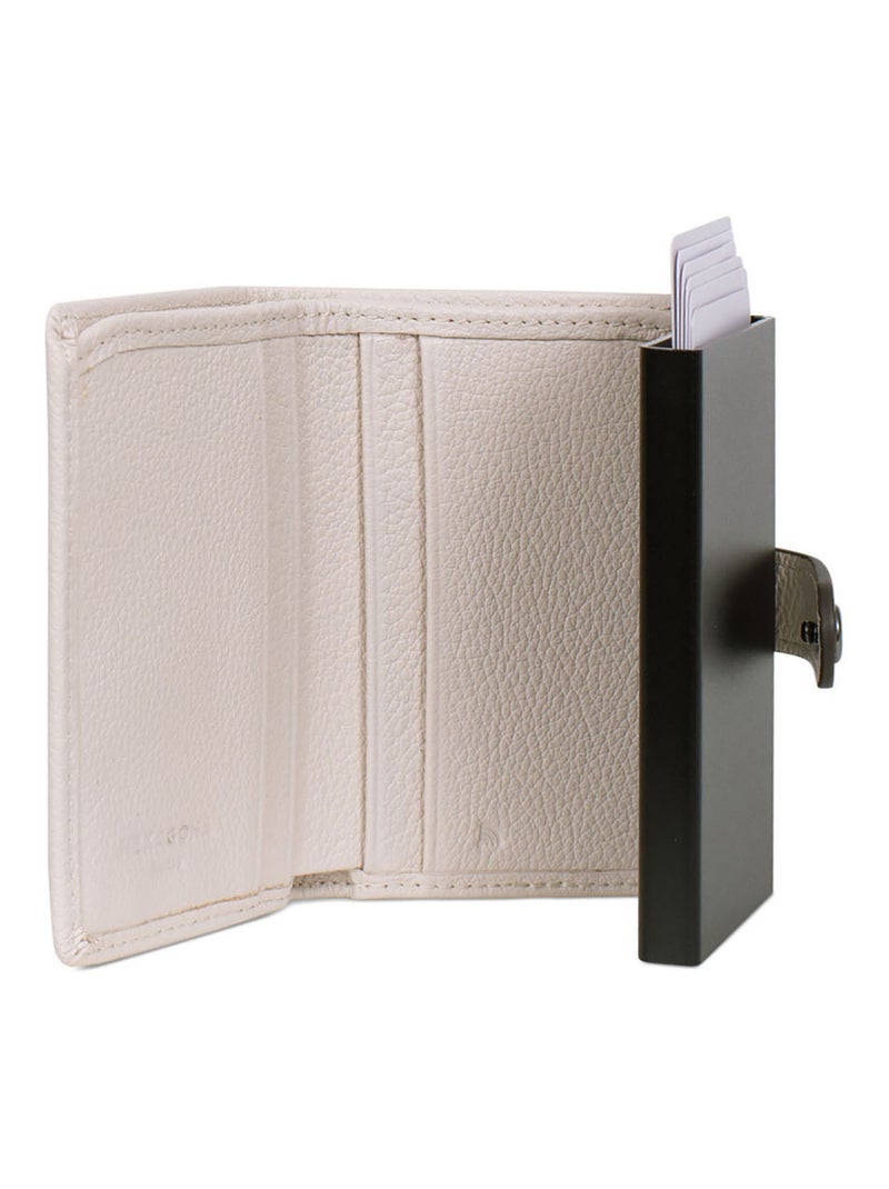 Boîtier portecartes  2 volets  Stop RFID  Cuir CONFORT Ivoire - Kiabi