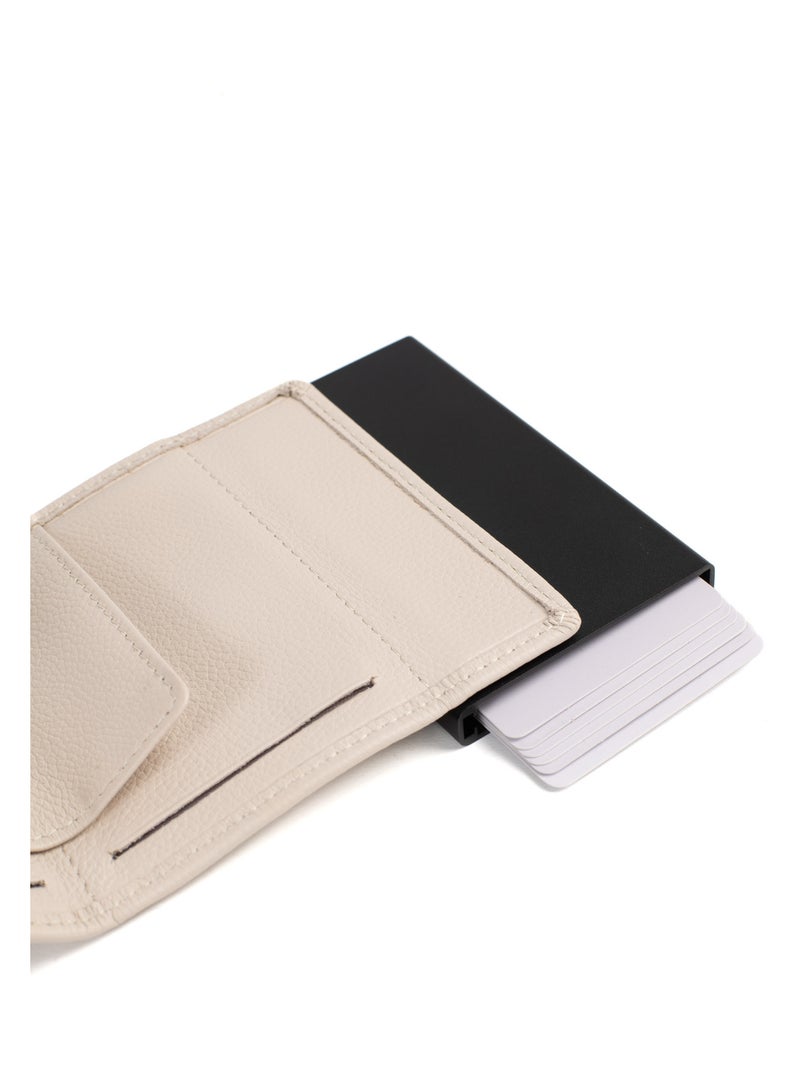 Boîtier portecartes  2 volets  Stop RFID  Cuir CONFORT Ivoire - Kiabi
