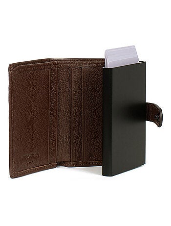 Boîtier portecartes 2 volets Stop RFID Cuir CONFORT