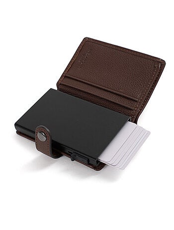 Boîtier portecartes 2 volets Stop RFID Cuir CONFORT