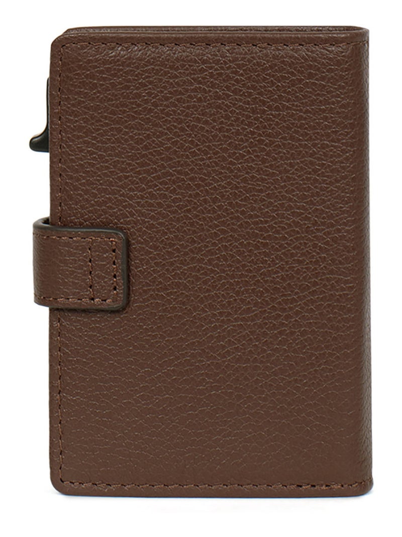 Boîtier portecartes  2 volets  Stop RFID  Cuir CONFORT Marron chocolat - Kiabi