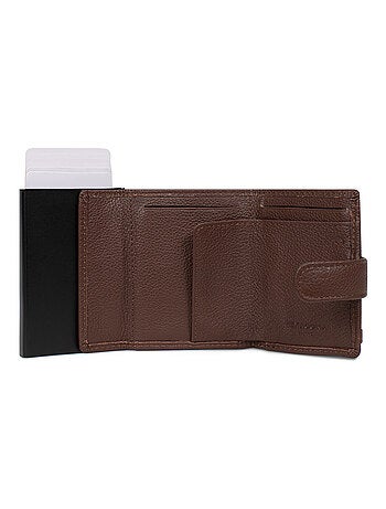 Boîtier portecartes 2 volets Stop RFID Cuir CONFORT