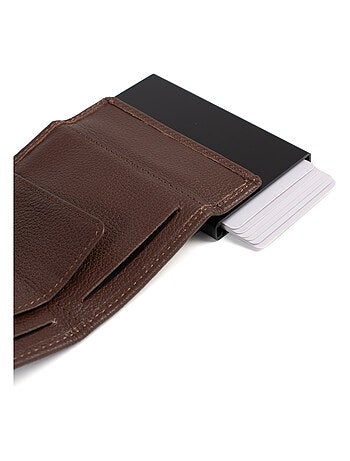 Boîtier portecartes 2 volets Stop RFID Cuir CONFORT