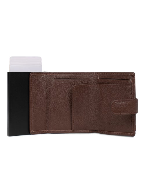 Boîtier portecartes  2 volets  Stop RFID  Cuir CONFORT - Kiabi