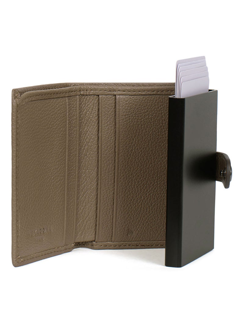Boîtier portecartes  2 volets  Stop RFID  Cuir CONFORT Marron clair - Kiabi