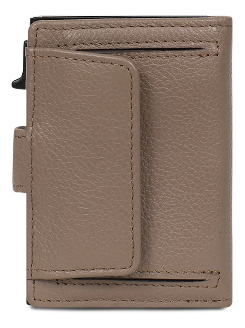 Boîtier portecartes  2 volets  Stop RFID  Cuir CONFORT Marron clair - Kiabi