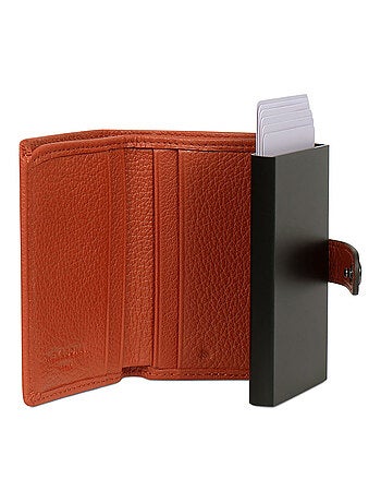 Boîtier portecartes 2 volets Stop RFID Cuir CONFORT