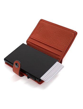Boîtier portecartes 2 volets Stop RFID Cuir CONFORT