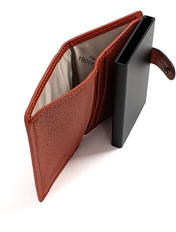 Boîtier portecartes 2 volets Stop RFID Cuir CONFORT