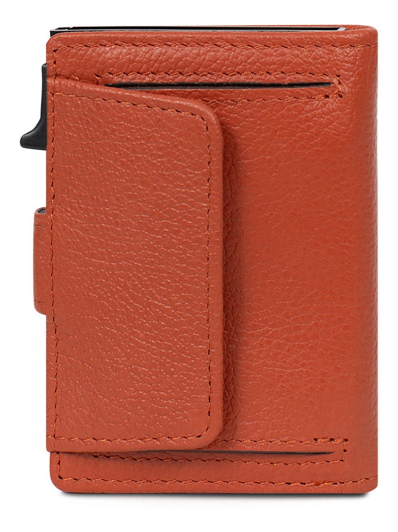 Boîtier portecartes  2 volets  Stop RFID  Cuir CONFORT Orange - Kiabi