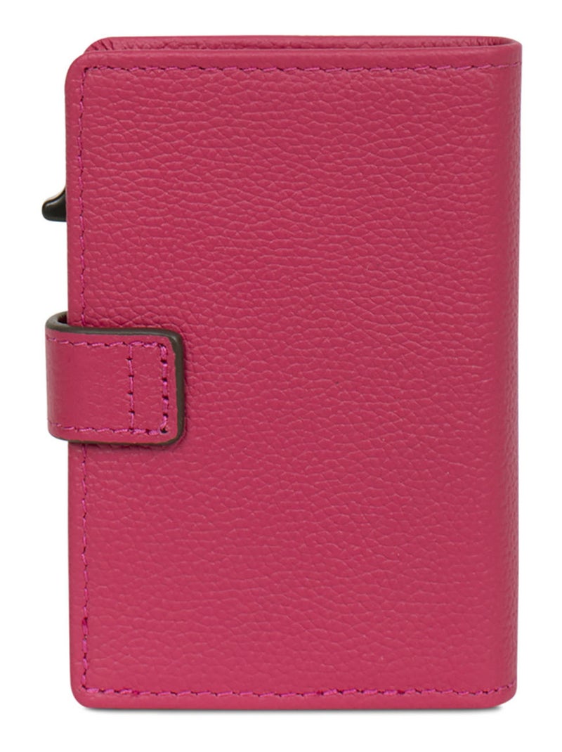 Boîtier portecartes  2 volets  Stop RFID  Cuir CONFORT Rose fushia - Kiabi