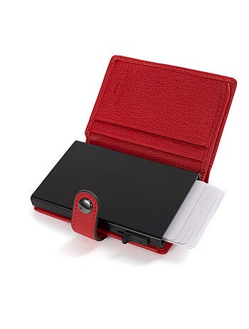 Boîtier portecartes 2 volets Stop RFID Cuir CONFORT