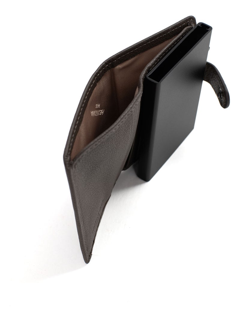 Boîtier portecartes  2 volets  Stop RFID  Cuir CONFORT Taupe - Kiabi