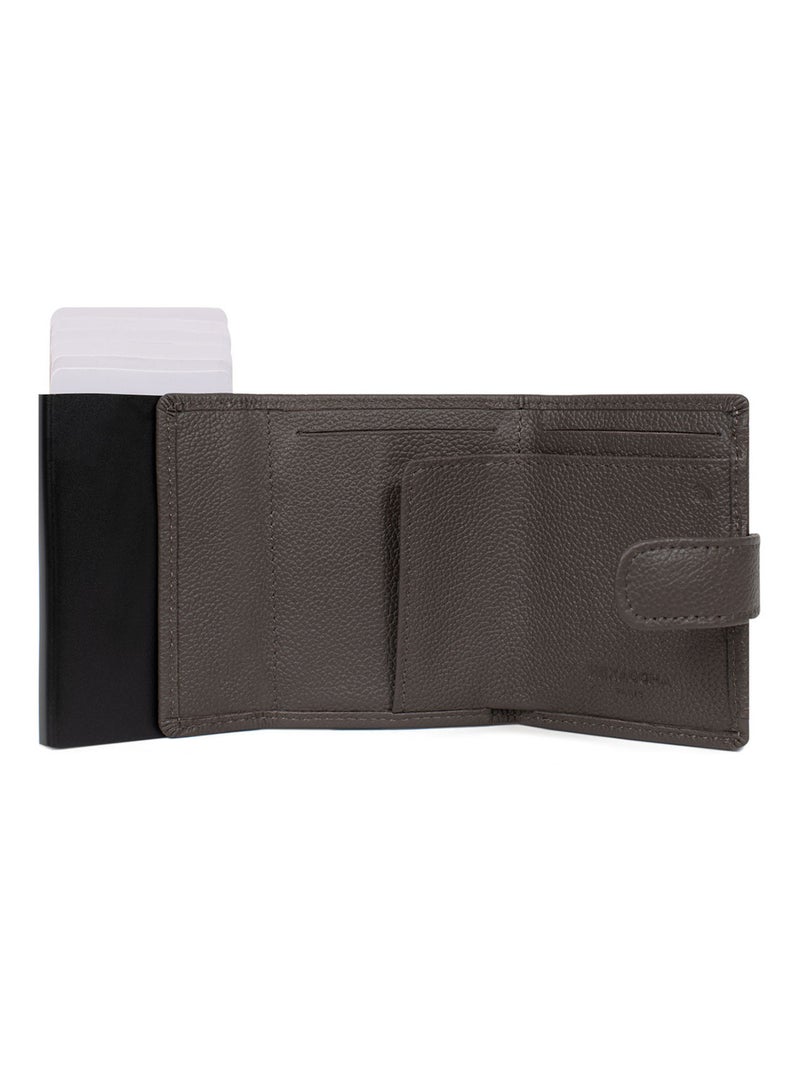 Boîtier portecartes  2 volets  Stop RFID  Cuir CONFORT Taupe - Kiabi