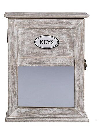 Boîtier Range-clés en bois avec miroir