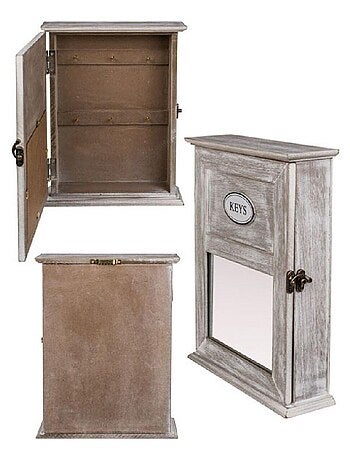 Boîtier Range-clés en bois avec miroir