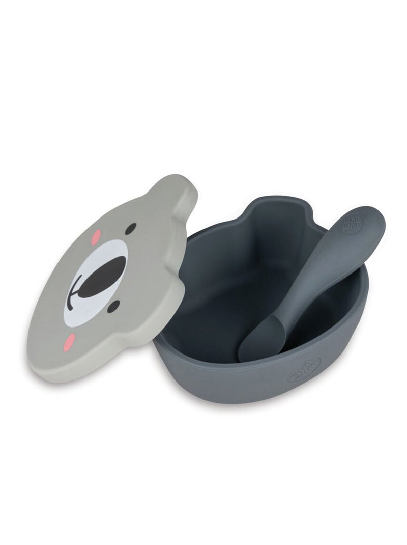 Bol à ventouse en silicone + cuillère - Koala Gris - Kiabi