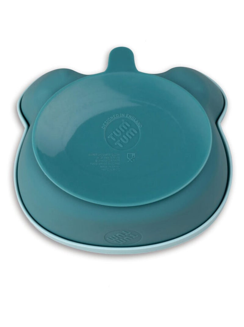 Bol à ventouse en silicone + cuillère - Ourson bleu Bleu - Kiabi