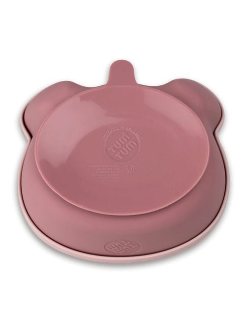 Bol à ventouse en silicone + cuillère - Ourson rose - Kiabi