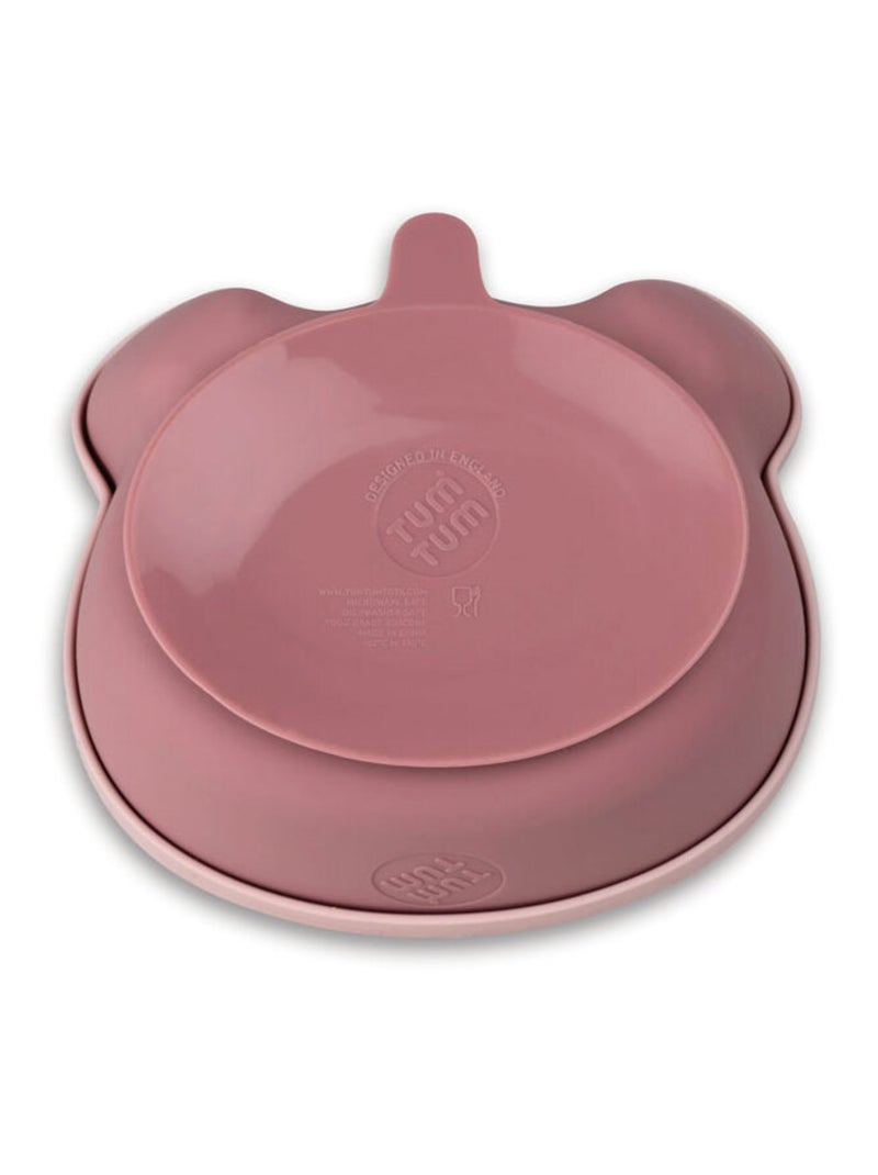 Bol à ventouse en silicone + cuillère - Ourson rose Rose - Kiabi