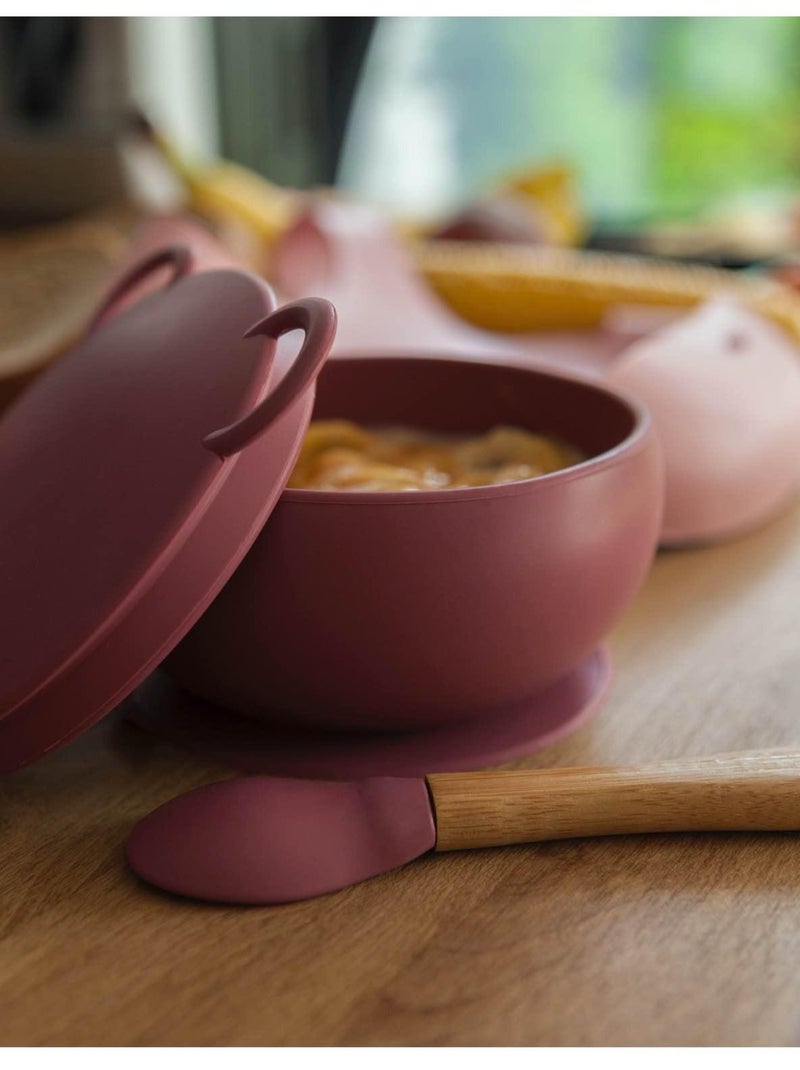 Bol bébé avec ventouse et couvercle en silicone Minikoioi Beige clair - Kiabi