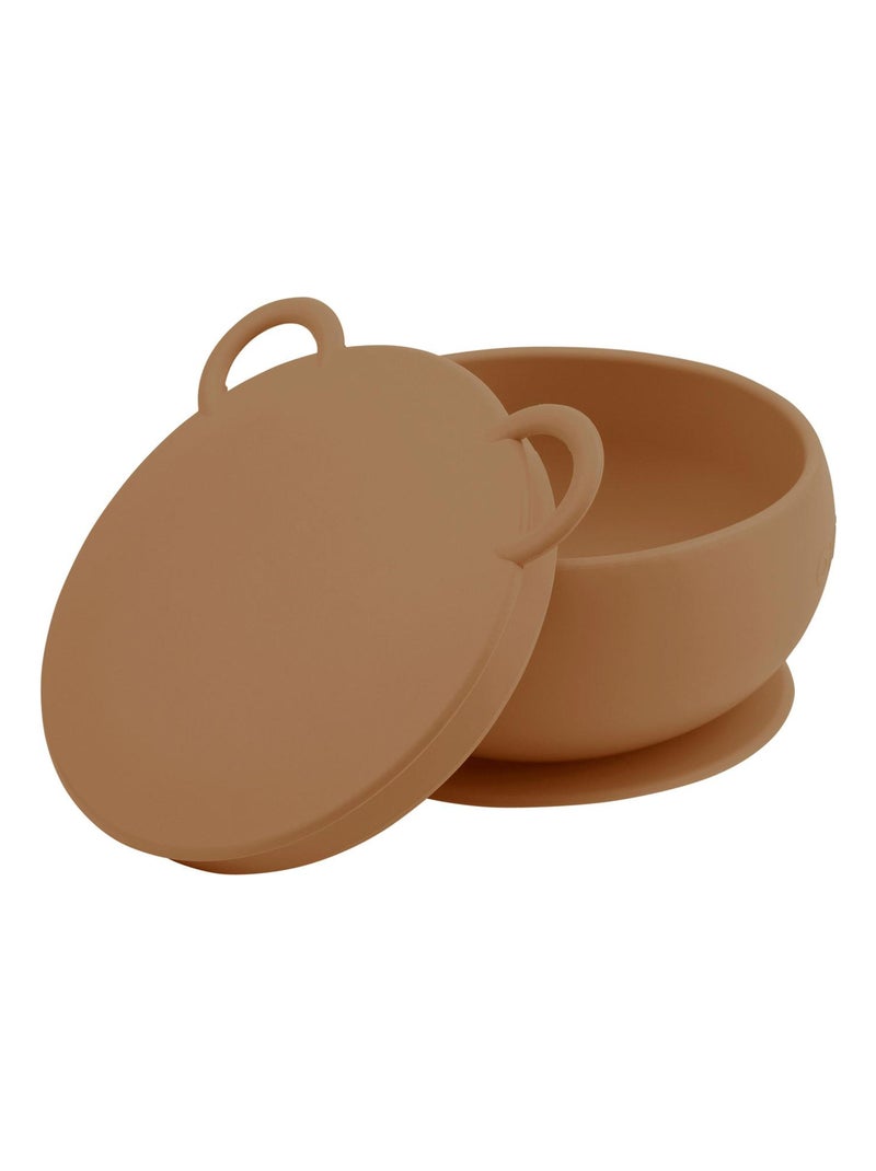 Bol bébé avec ventouse et couvercle en silicone Minikoioi Marron caramel - Kiabi
