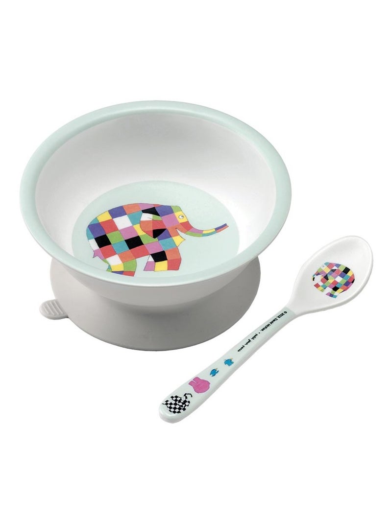 Bol ventouse avec cuillère Elmer Blanc - Kiabi