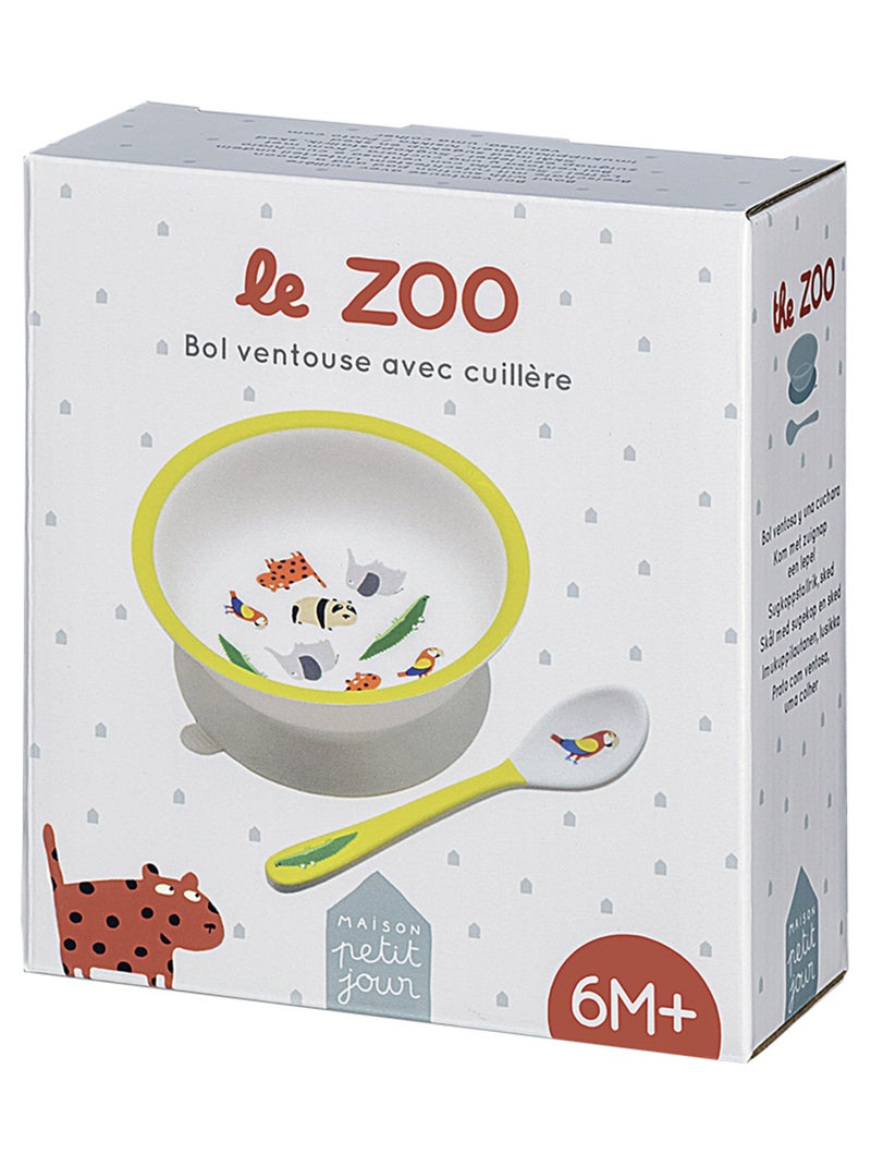 Bol Ventouse Avec Cuillère Le Zoo Jaune - Kiabi