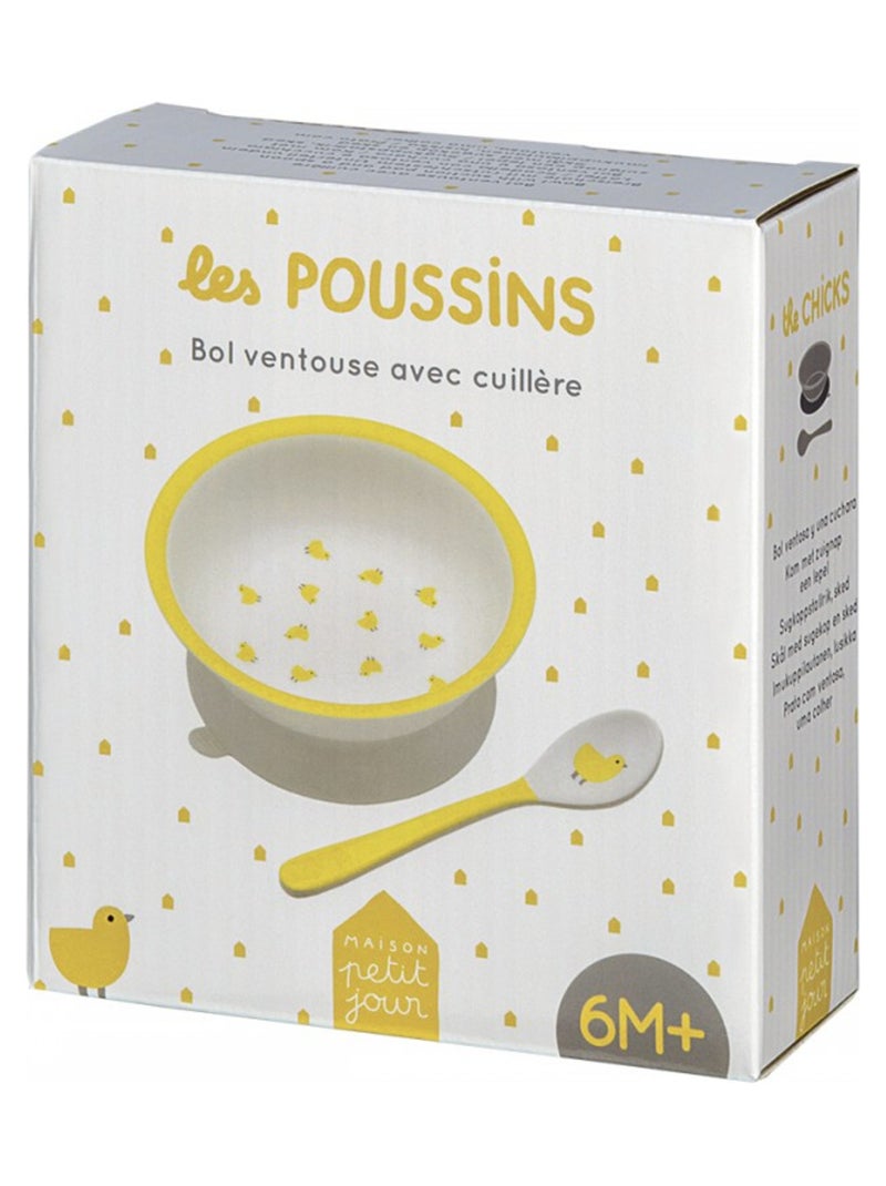 Bol ventouse avec cuillere Les poussins Vert - Kiabi