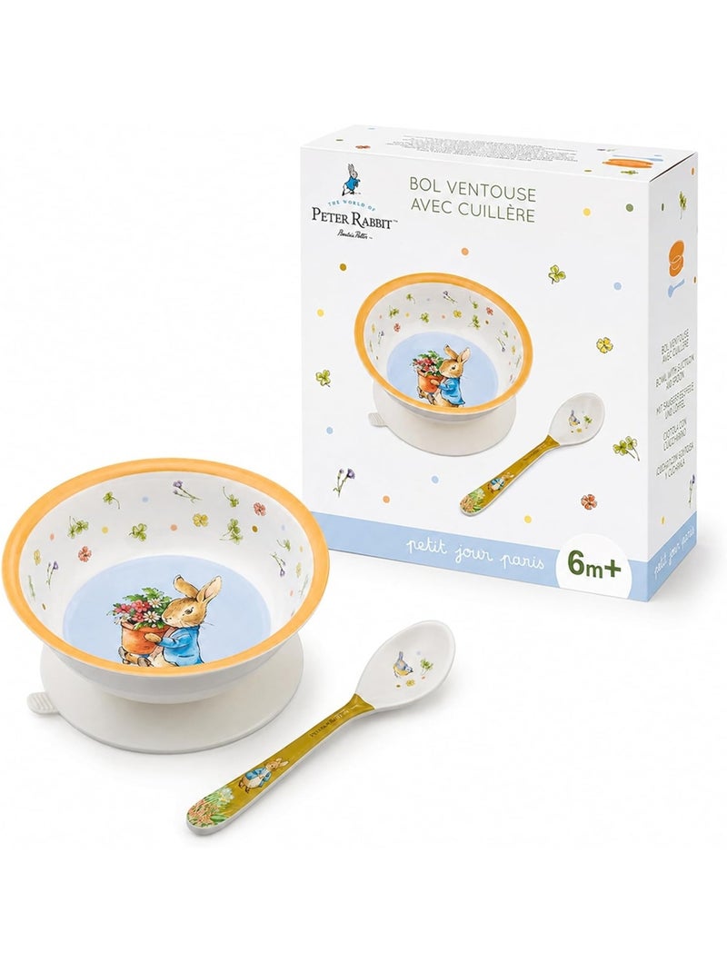 Bol ventouse avec cuillère pierre lapin abricot Orange - Kiabi
