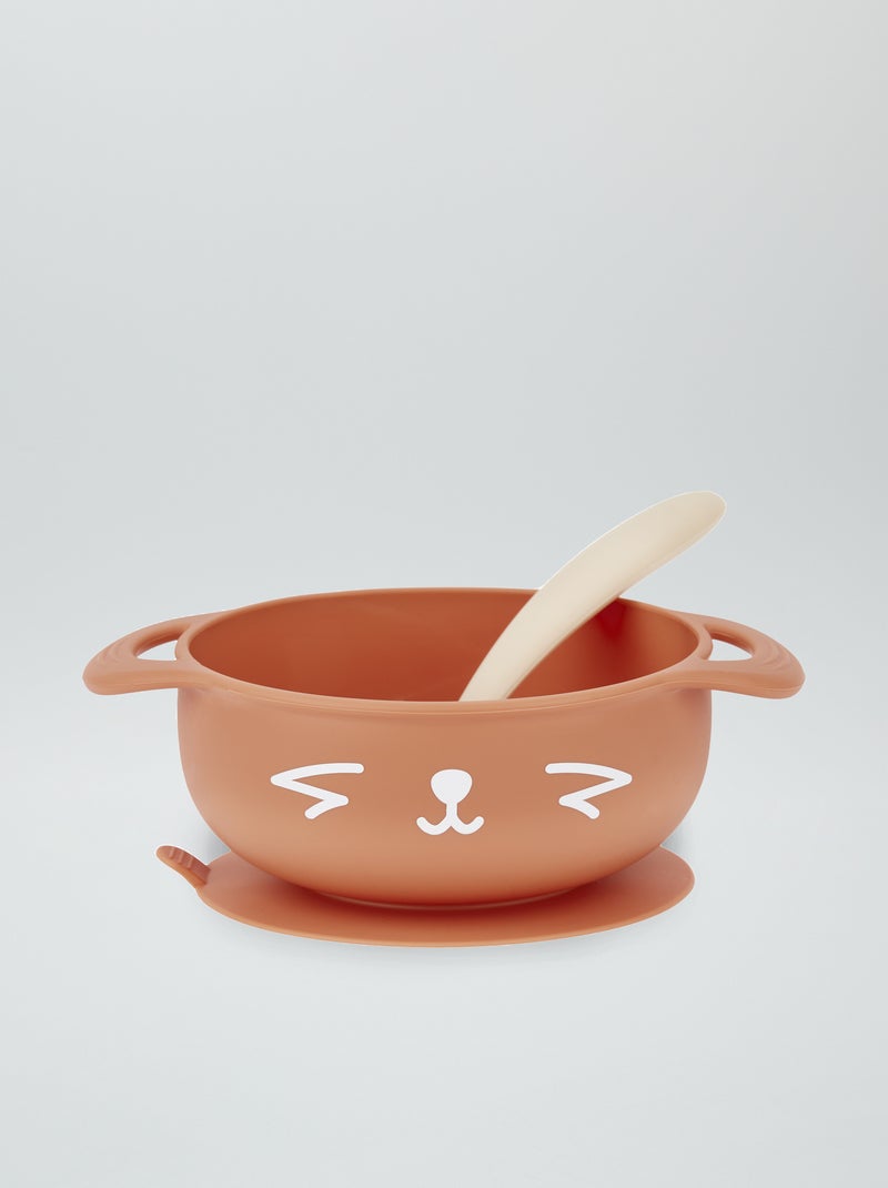 Bol ventouse + cuillère 'Baby Moov' Orange corail - Kiabi