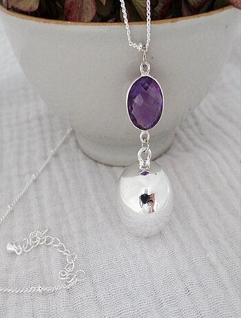 Bola Argent Pendentif Améthyste
