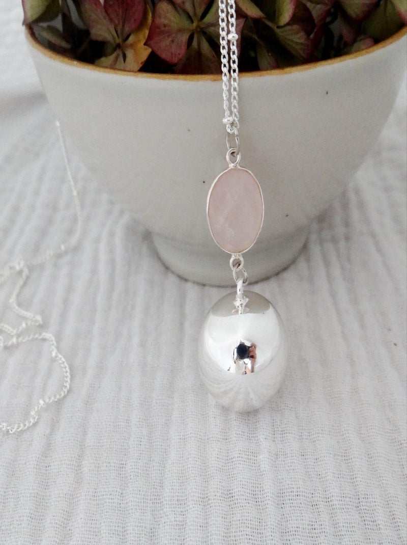 Bola Argent Pendentif Quartz Rose Argent - Kiabi