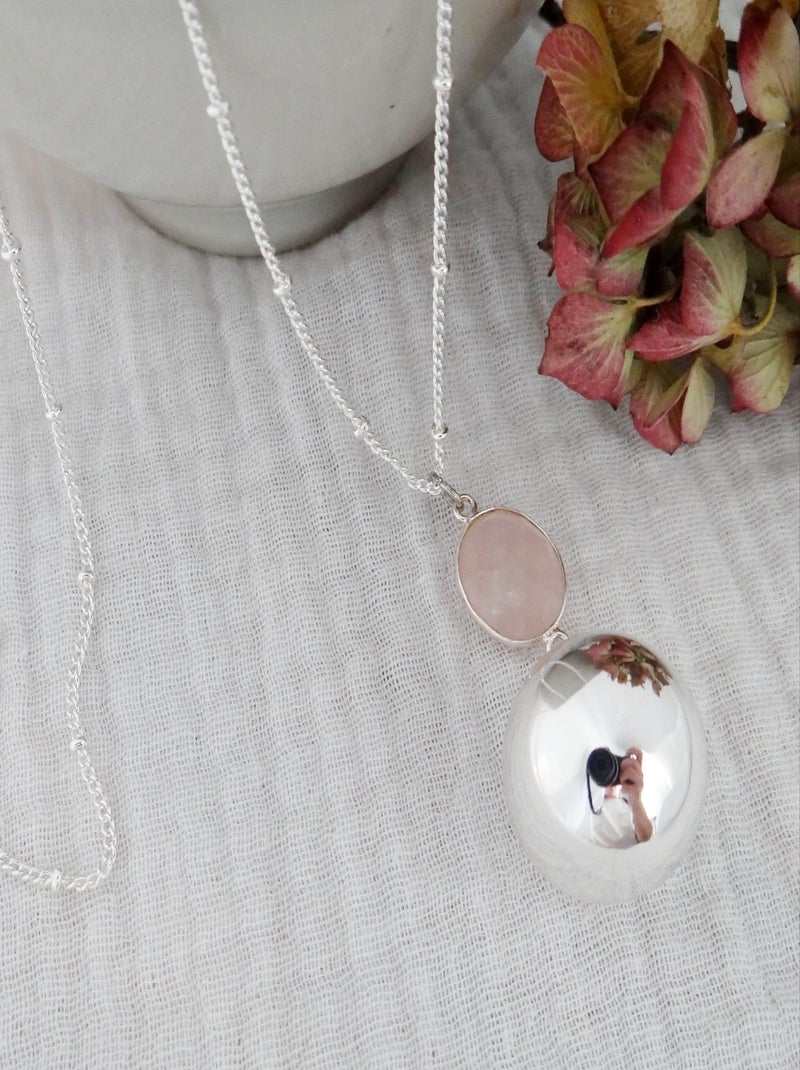 Bola Argent Pendentif Quartz Rose Argent - Kiabi