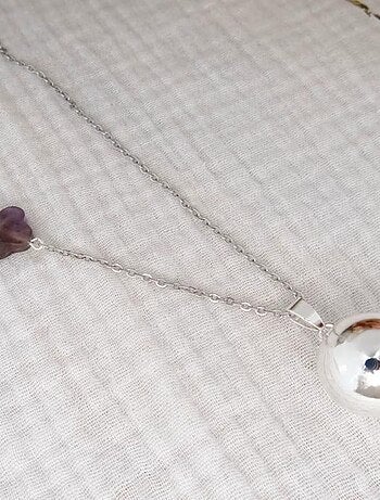 Bola Argent Trefle Gemme Améthyste