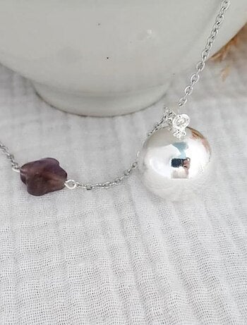 Bola Argent Trefle Gemme Améthyste