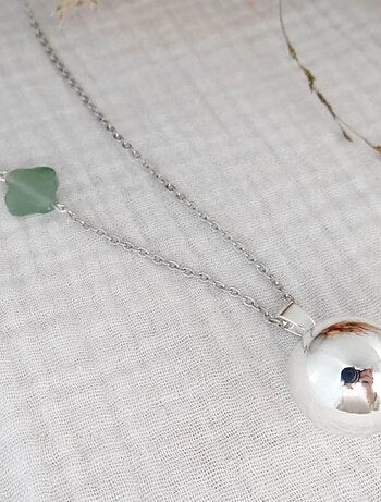 Bola Argent Trefle Gemme Aventurine