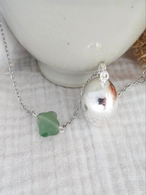Bola Argent Trefle Gemme Aventurine - Kiabi Bola Argent Trefle Gemme Aventurine - Kiabi