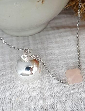 Bola Or Trefle Gemme Quartz Rose
