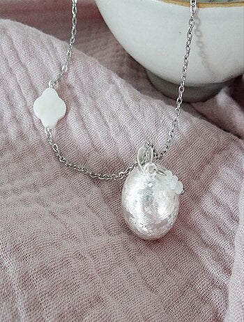 Bola Argent Trèfle Nacre Pierre de Lune