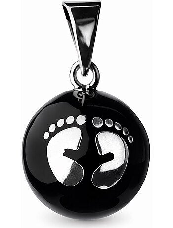Bola | Bola de grossesse Collier - Noir avec pieds argentés