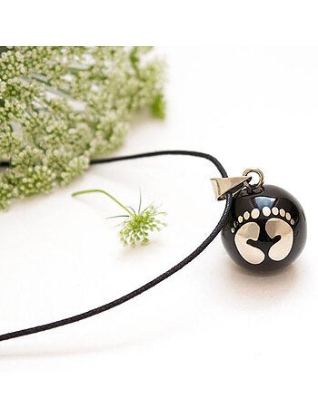 Bola | Bola de grossesse Collier - Noir avec pieds argentés